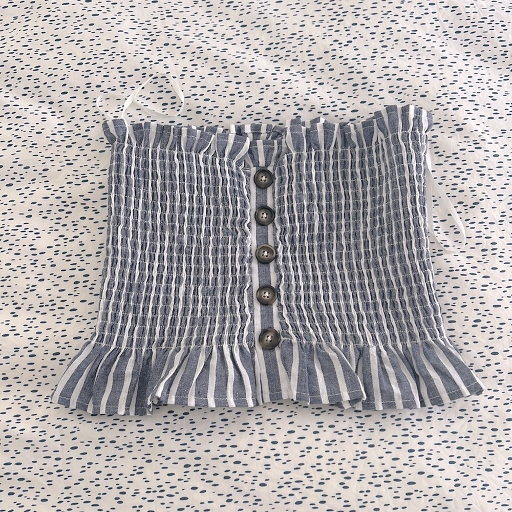 Blue and white tube top